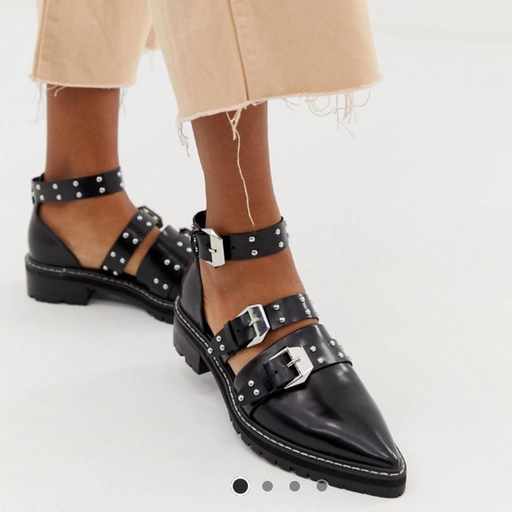 ASOS DESIGN Mile End Premium Studded Flat Shoes